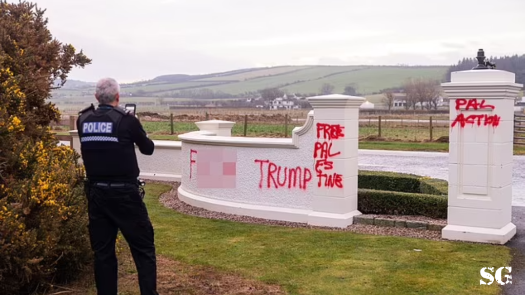 Trump's Scottish Golf Resort Vandalized with Pro-Palestinian Graffiti